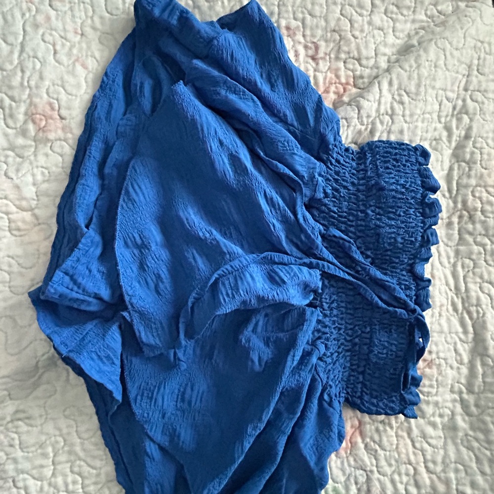 Elegant Blue Smocked Women's Skort